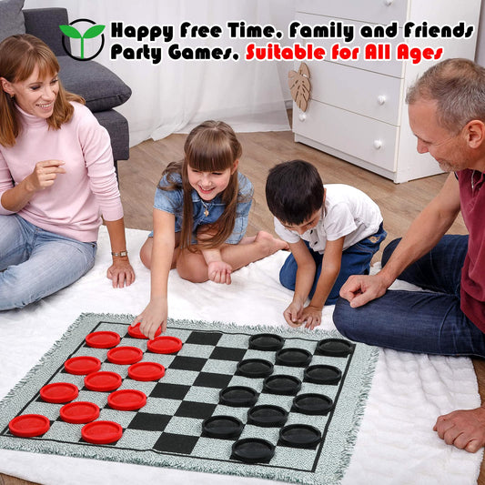 Chdousha giant checkers board back view showing tic tac toe layout.