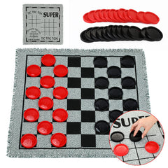 Chdousha giant checkers board front view with oversized pieces for outdoor fun.