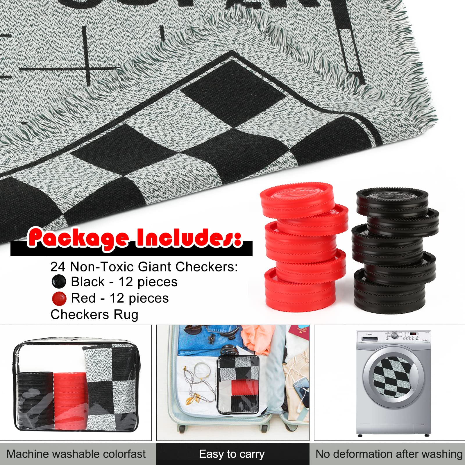Chdousha durable, fade-resistant giant checkers mat.