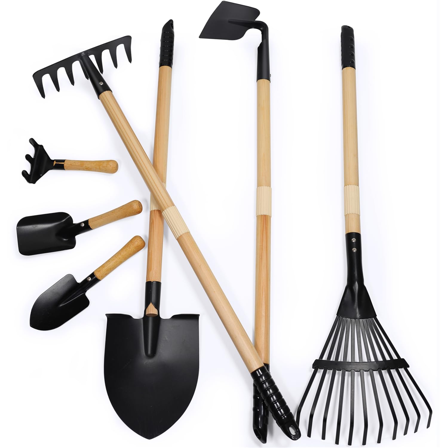 CHEERBANK long shovel for kids with a 28-inch wooden handle, beginner-friendly.