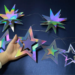 Cheerland celestial star backdrop decor enhances a party photo area