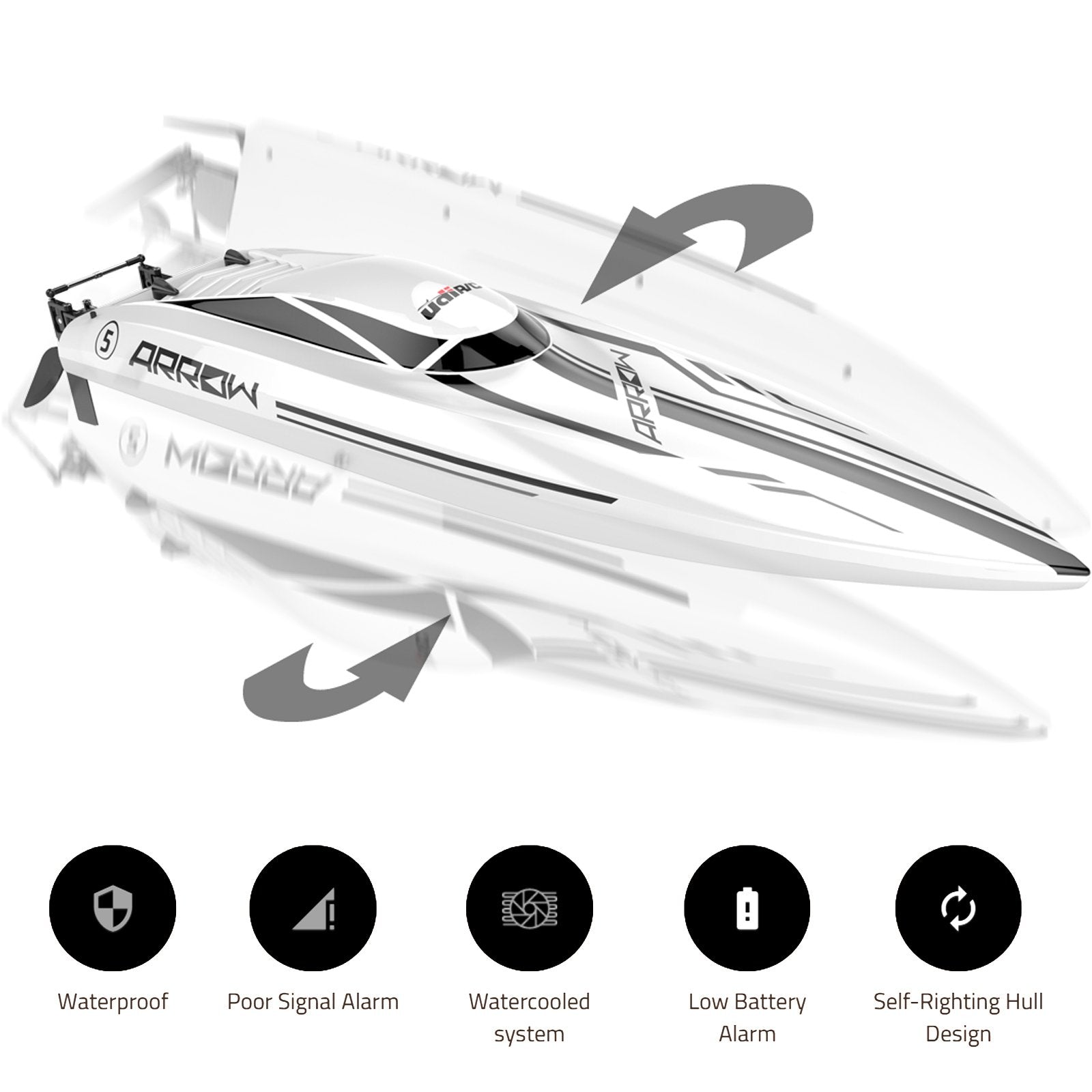 Cheerwing RC boat side profile with sleek hull and sport lines.