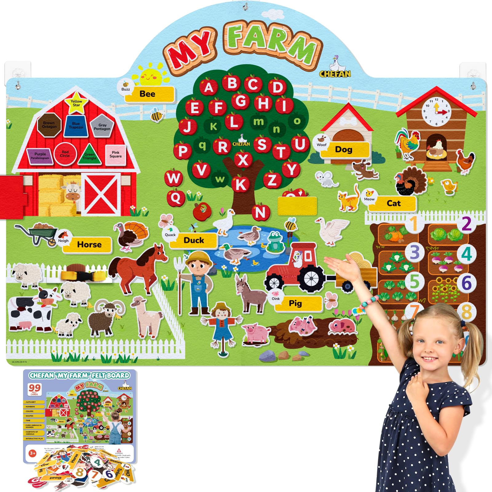 CHEFAN farm background felt board ready for storytelling and imagination.