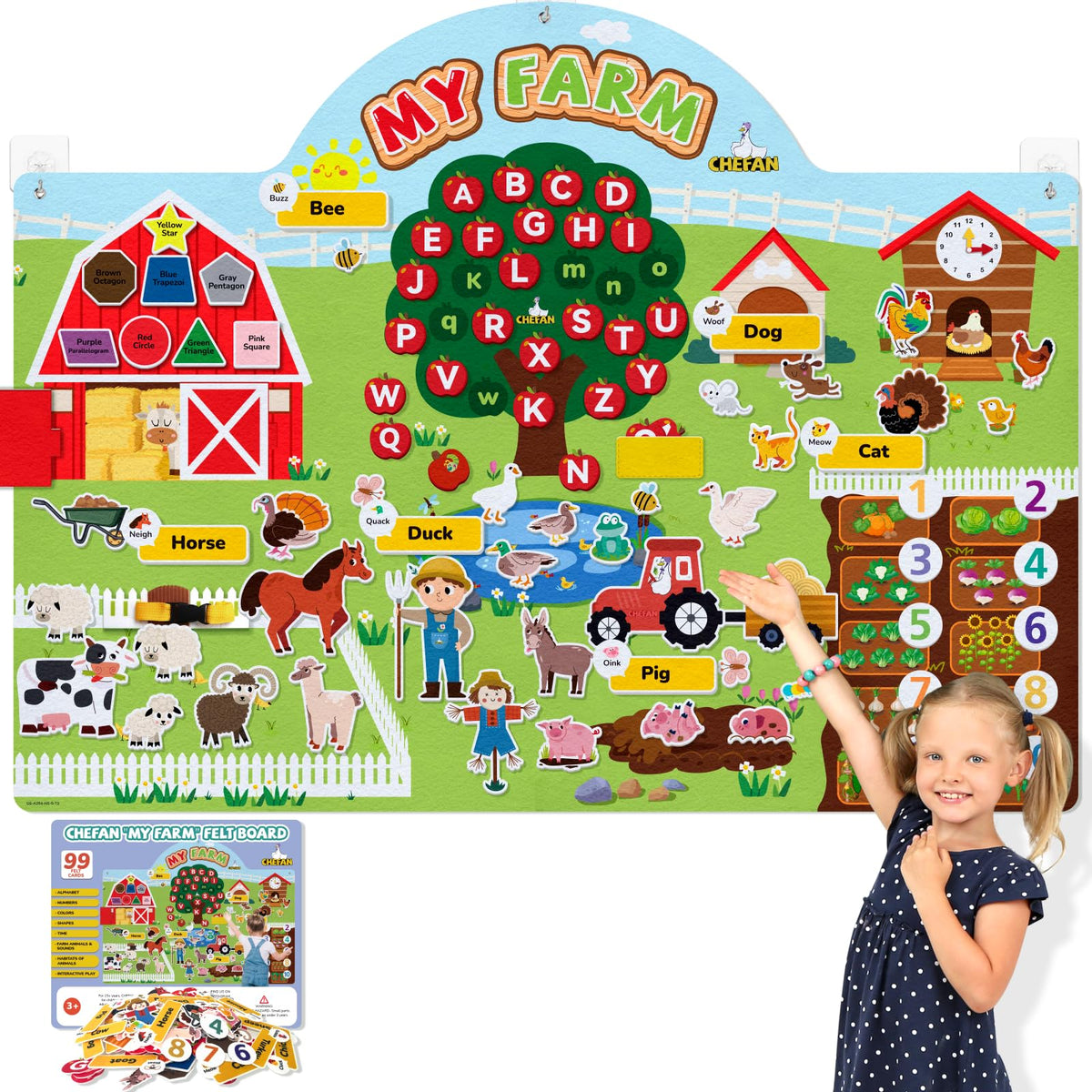 CHEFAN farm background felt board ready for storytelling and imagination.
