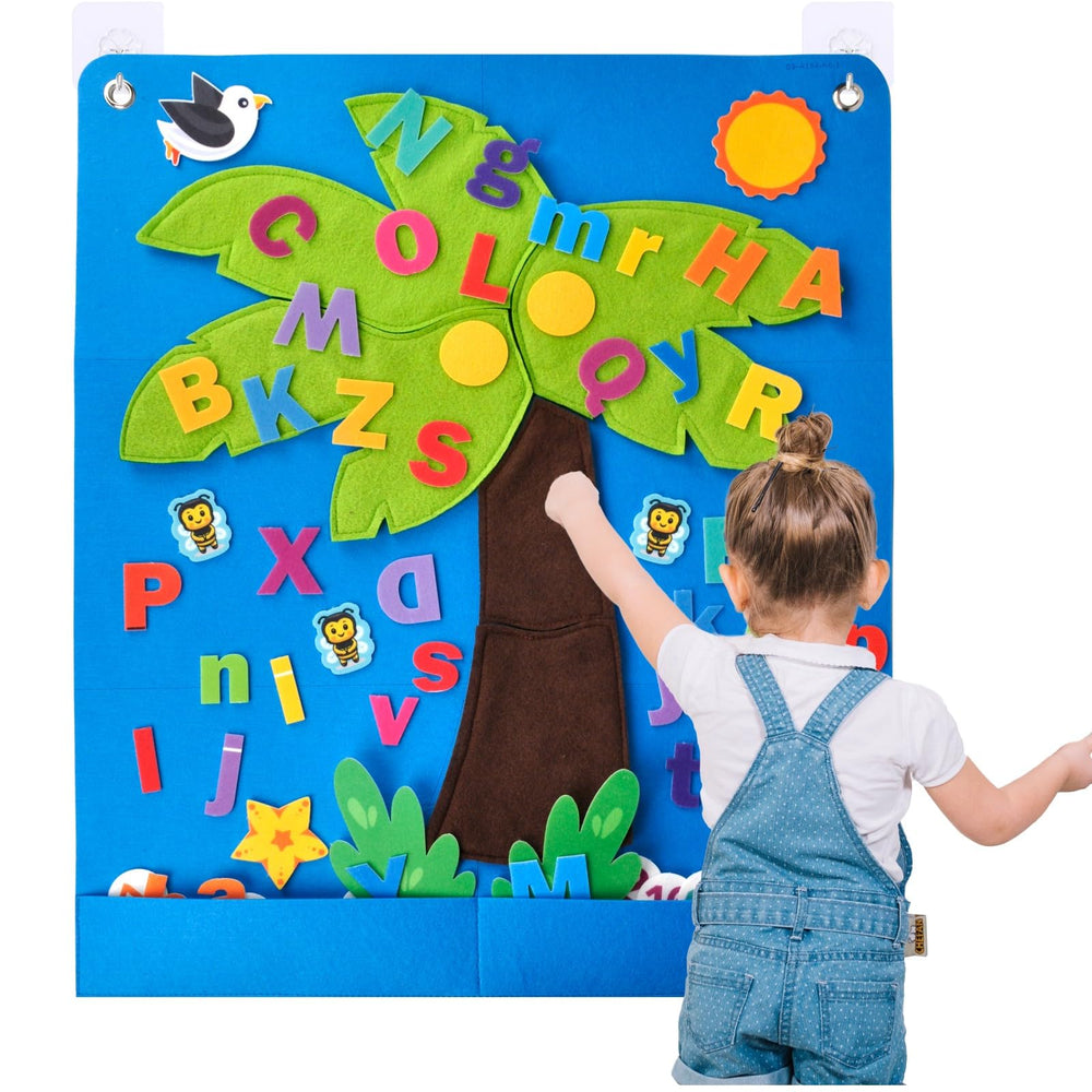 CHEFAN felt letter and number tree backdrop for engaging early learning.