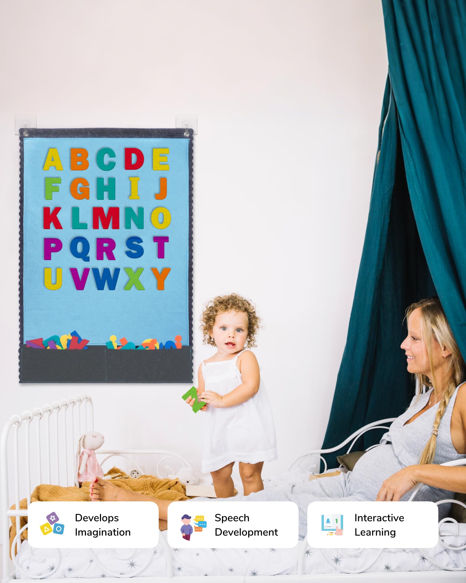 CHEFAN 32x22 inch felt board offers spacious learning area.