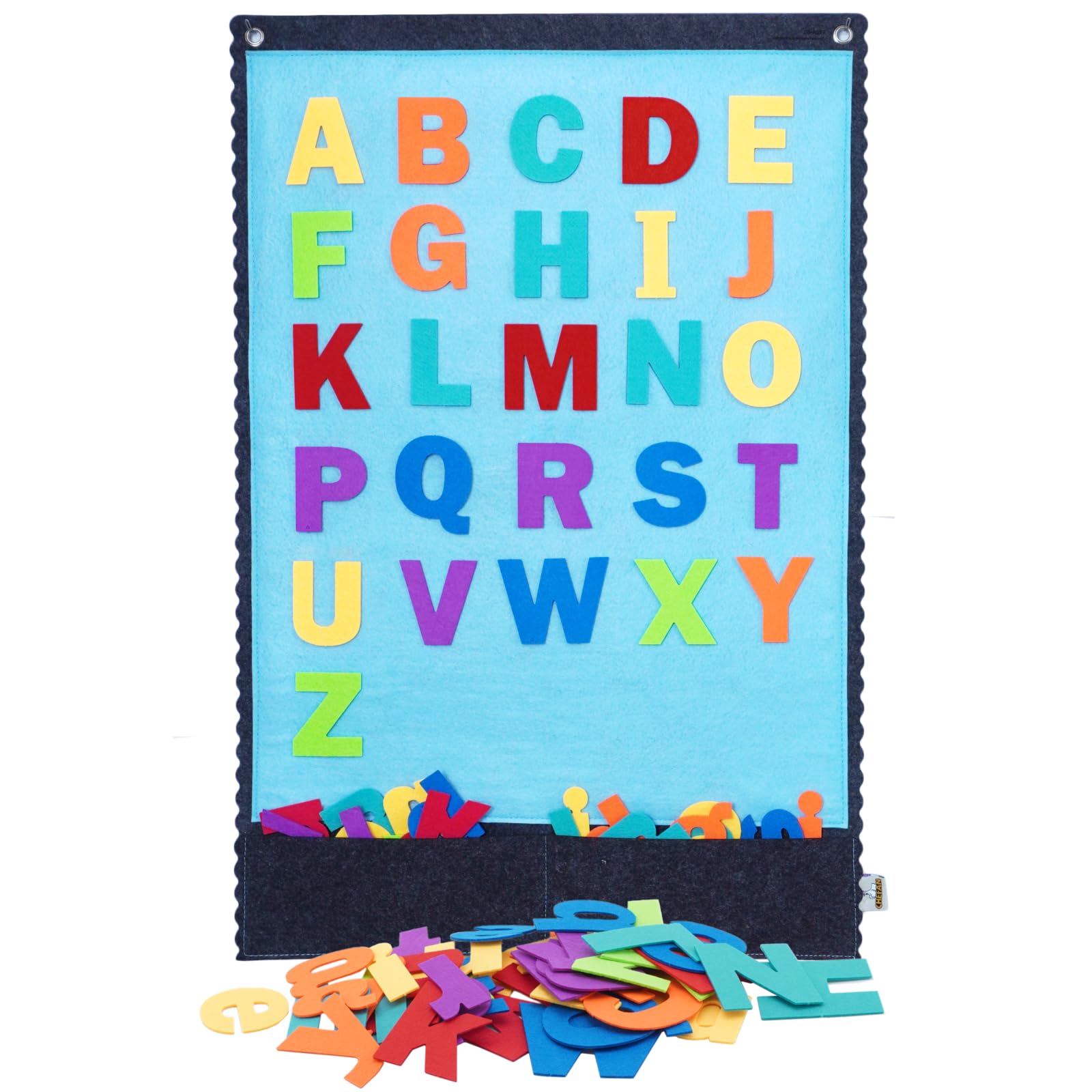CHEFAN large felt board mounted on wall with letters for interactive learning.