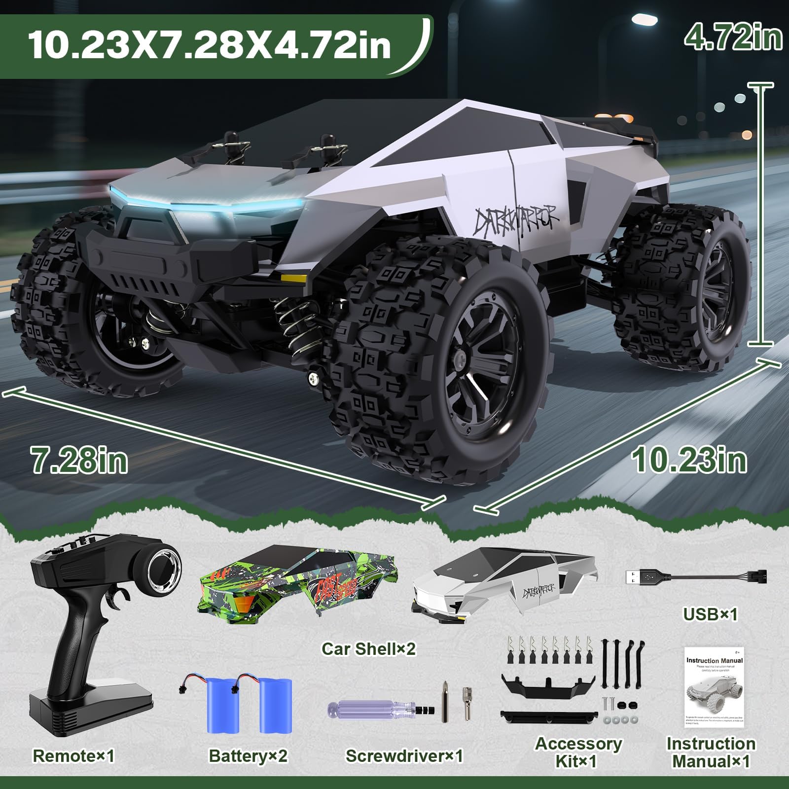 Cheffun RC car driving on grass showing steady off-road performance