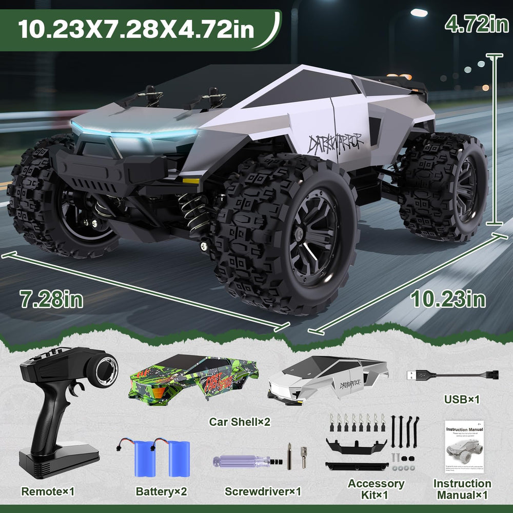 Cheffun RC car driving on grass showing steady off-road performance