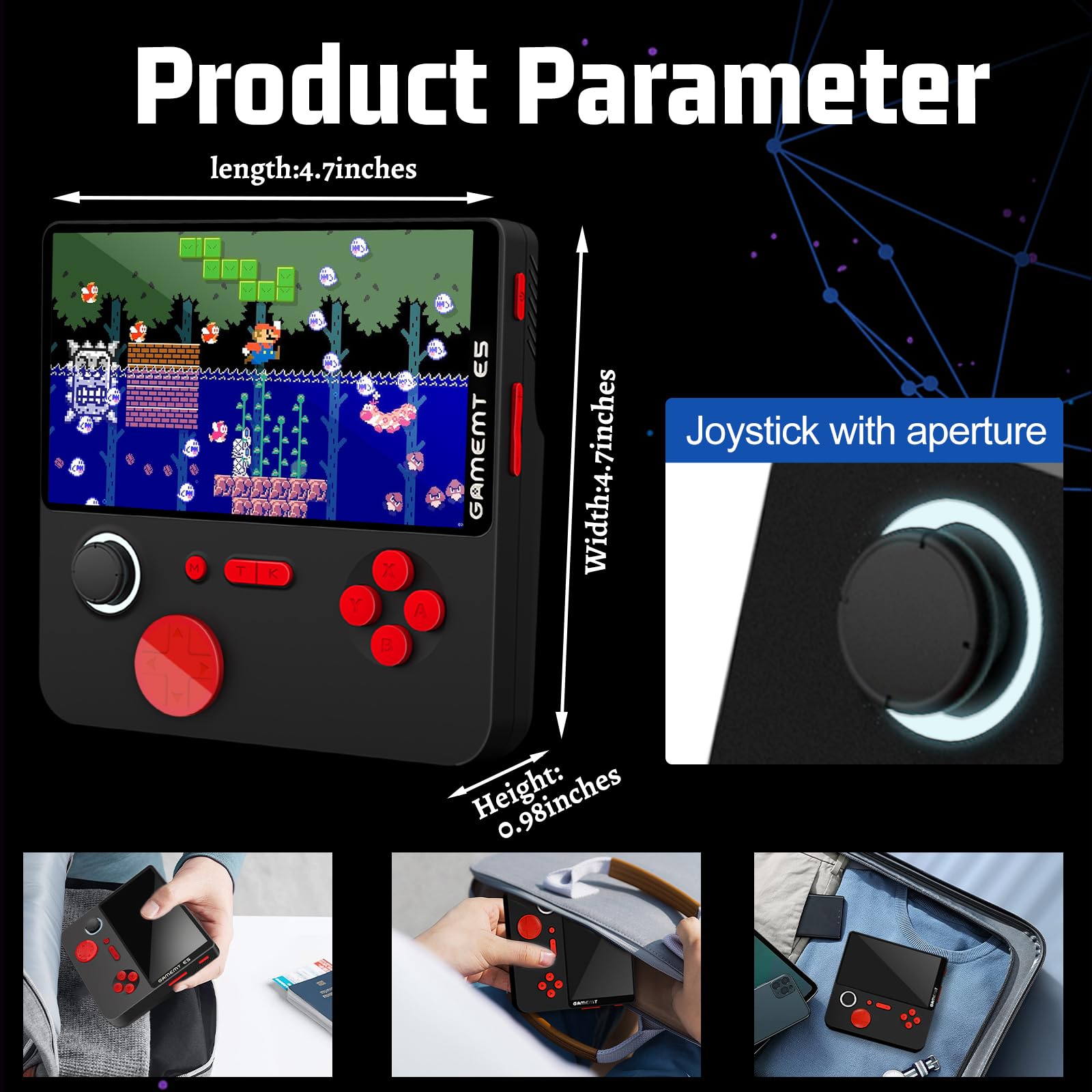 Cheffun handheld console front view highlights compact portable design.