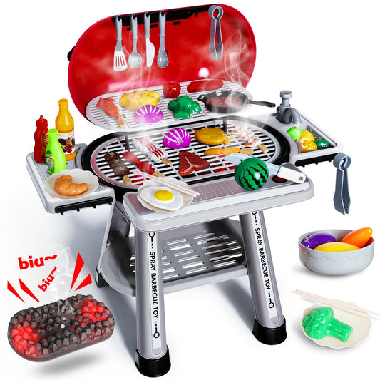 Cheffun Kids Grill Playset assembly diagram shows easy setup for quick playtime.