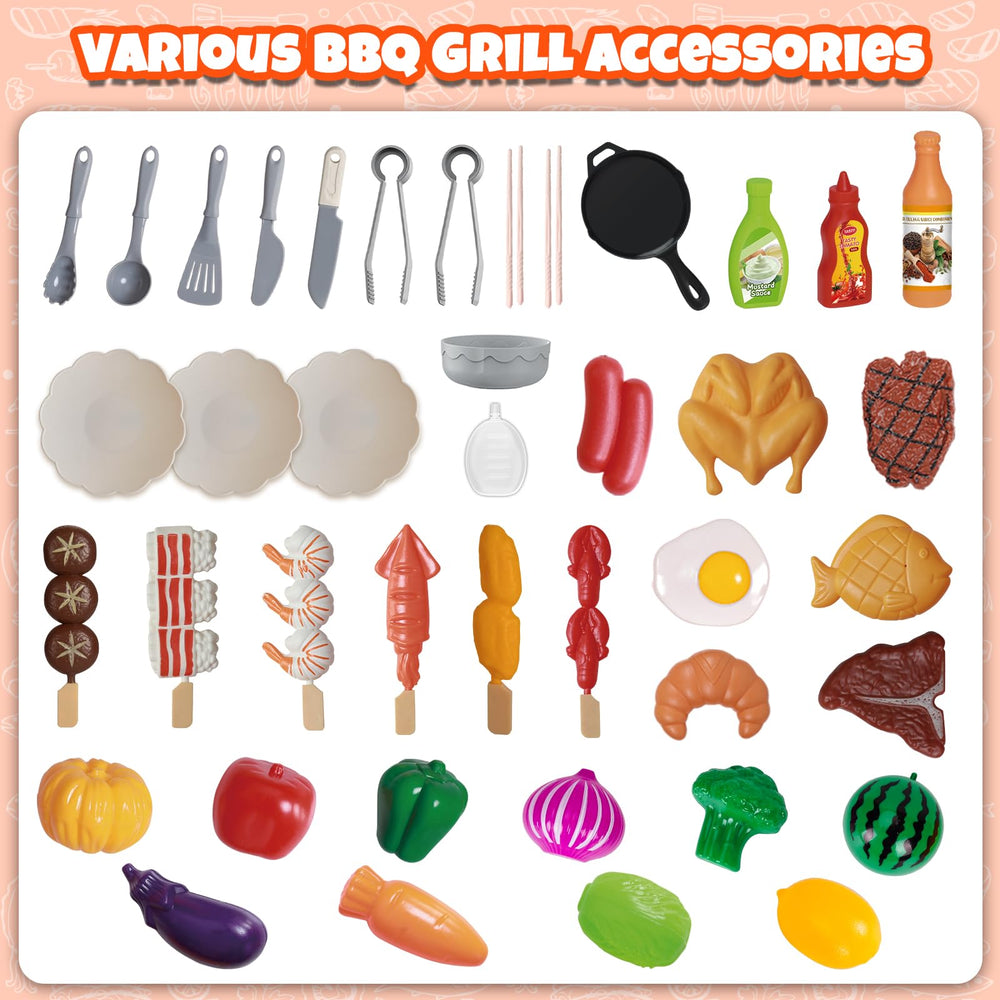 Cheffun Kids Grill Playset sink with water release for pretend cleanup after meals.