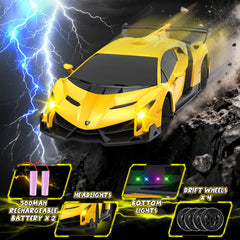 Cheffun Lamborghini RC car with road blocks for obstacle courses.