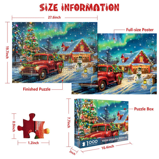 CHengQiSM 1000-piece finished puzzle on table shows Aurora scene for family time.