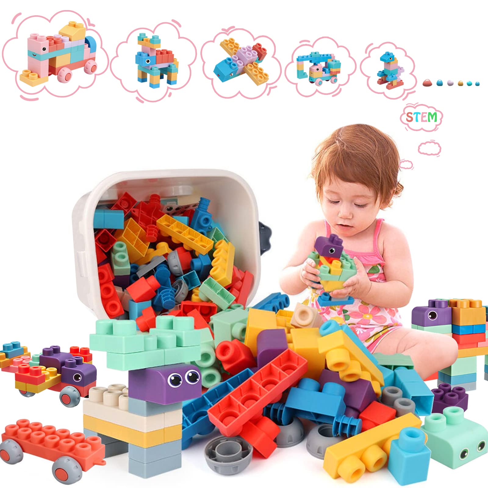 chenxuanbro 78-pcs stem soft blocks for toddlers boost early STEM play