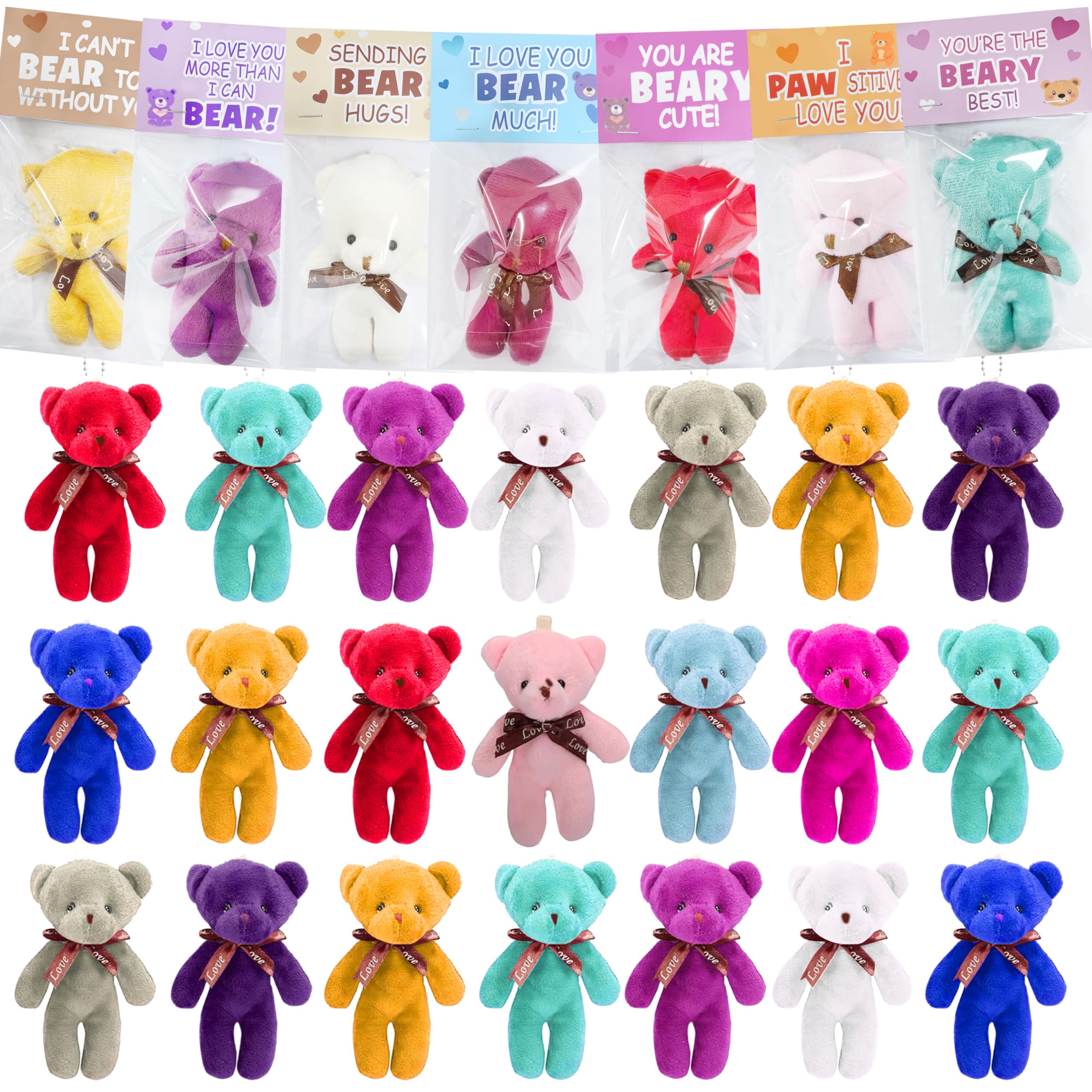 Cherislpy 24-piece valentines set with bears and gift cards for classroom exchanges.