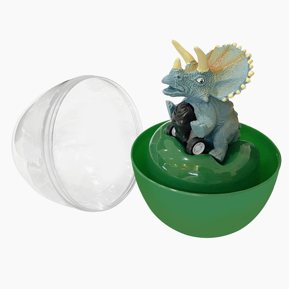 Cherislpy four-pack dino toys with pull-back action for quick races.