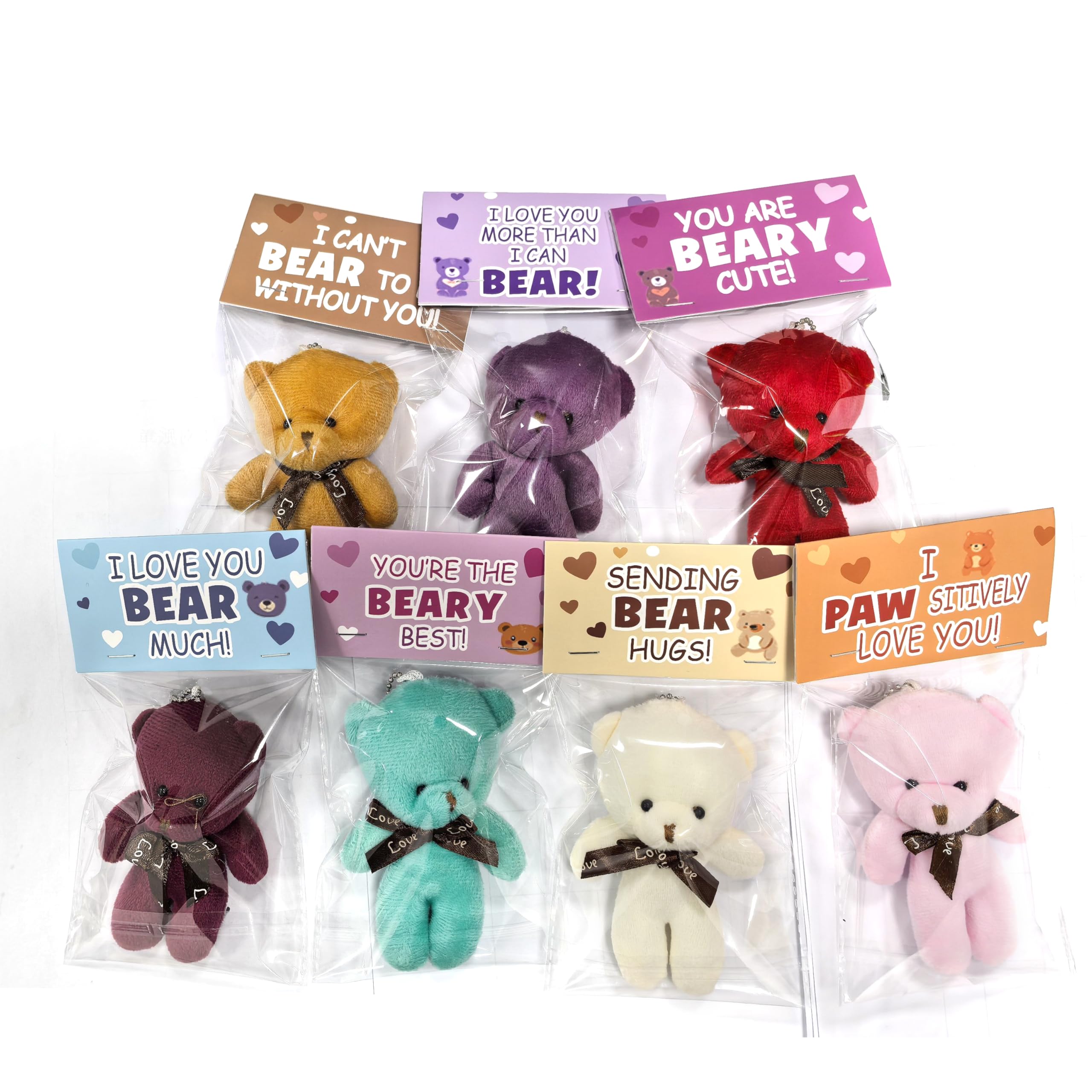 Cherislpy 4-inch mini plush bears in assorted colors for decorations or gifts.