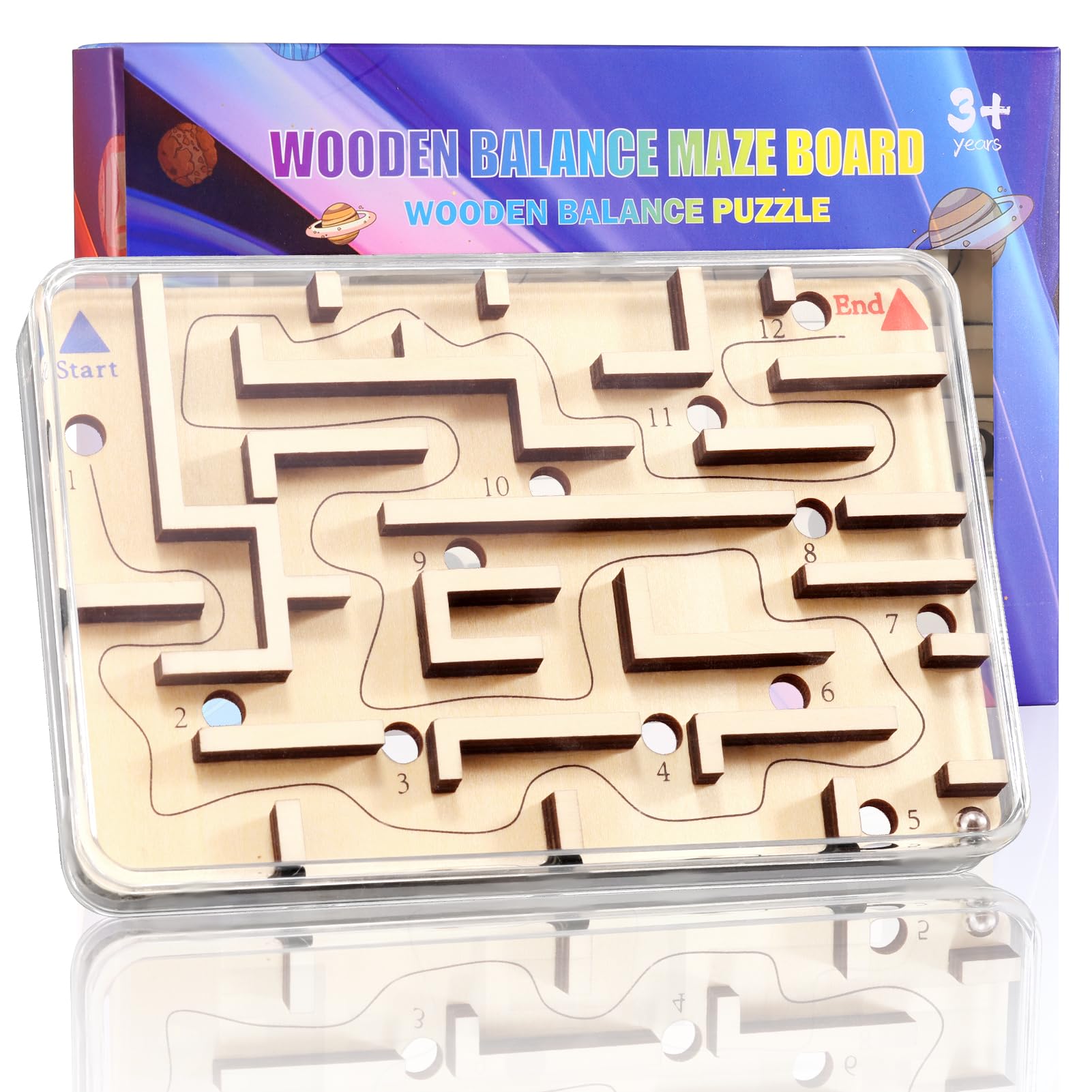 Cherosin handheld wooden labyrinth marble maze close-up for focused play and tactile engagement.