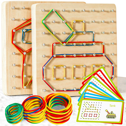 CHEROSIN wooden geoboard two-pack with pattern cards for STEM learning