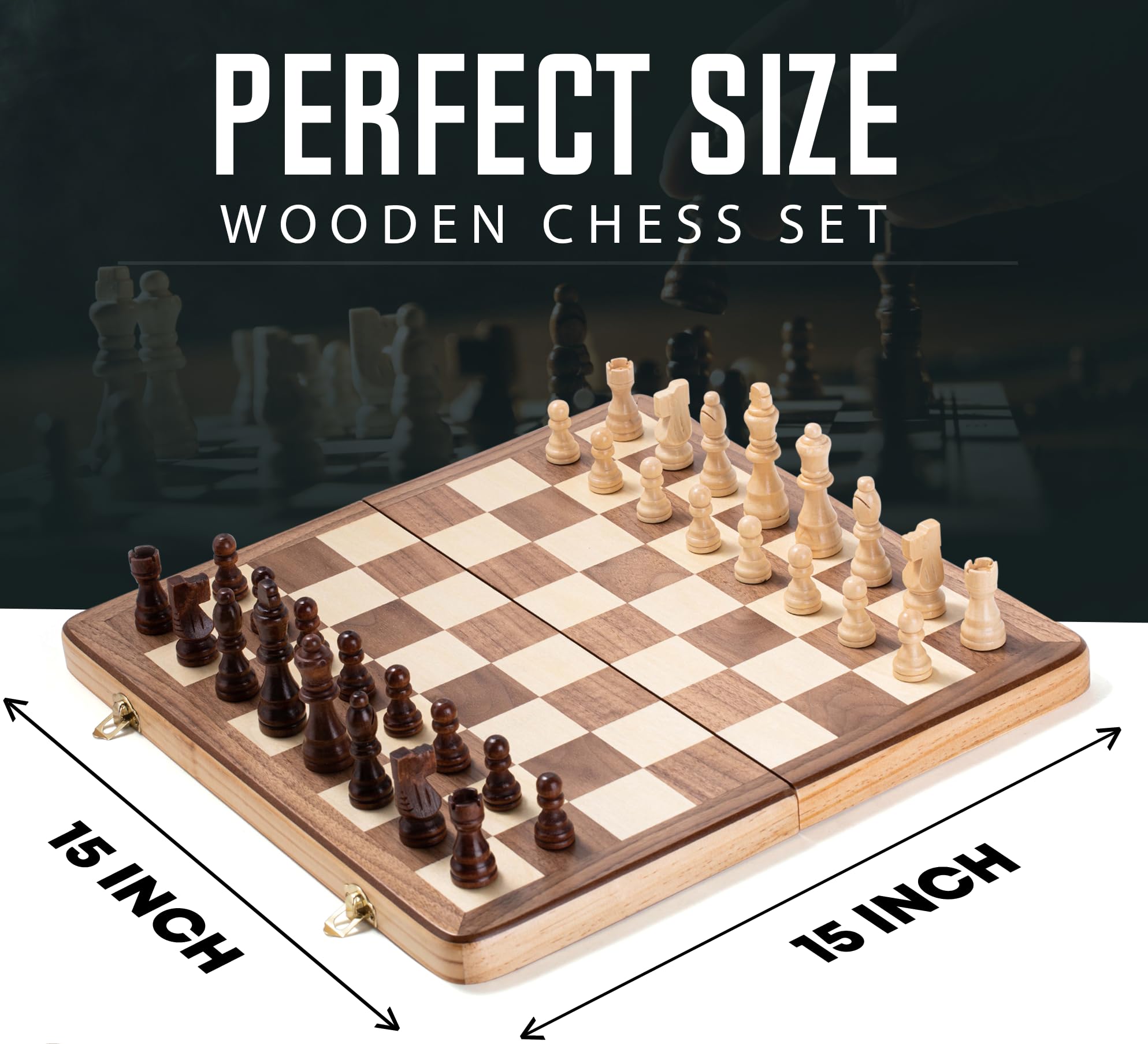 Interior storage with elastic straps holds pieces securely inside the board.