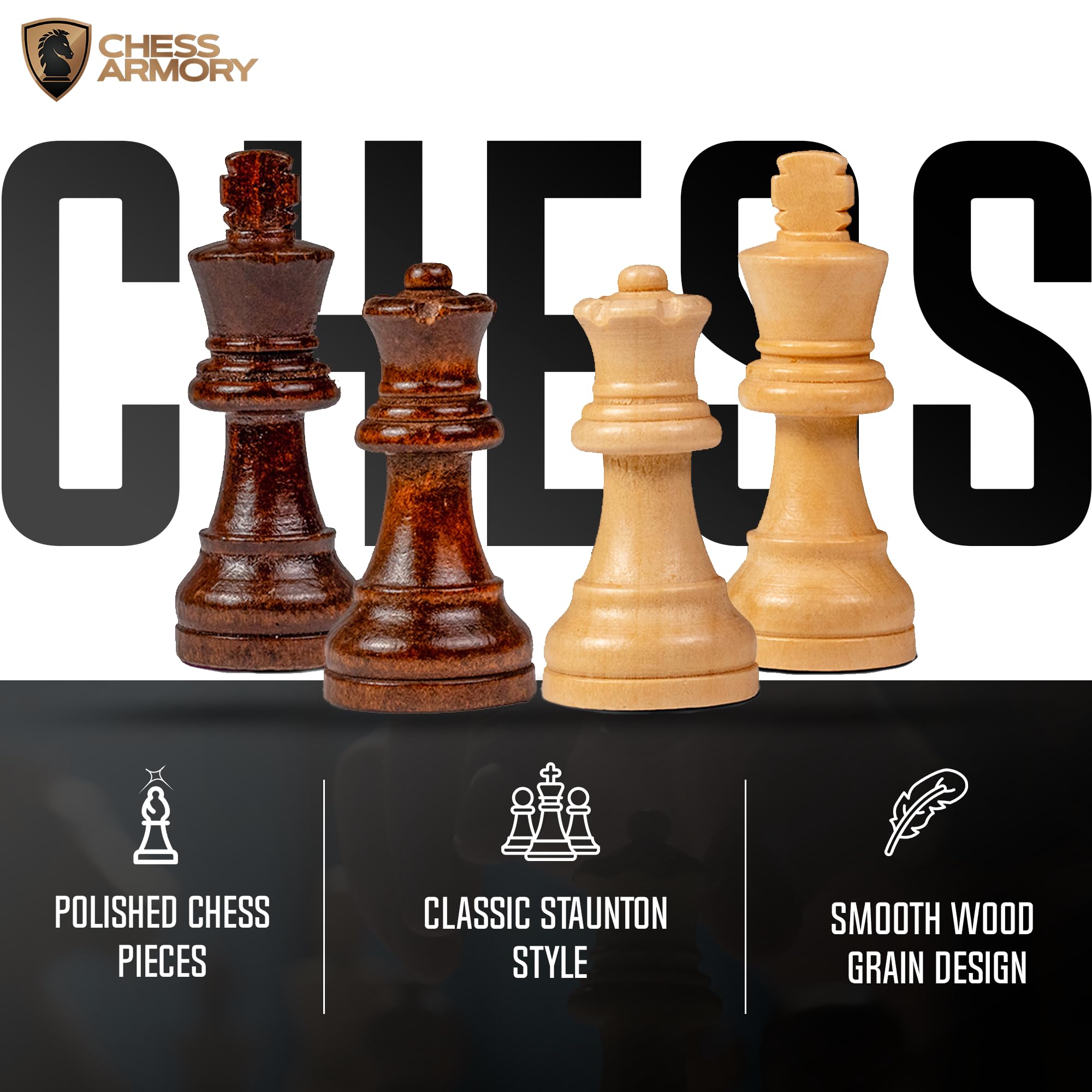 Inside storage shows secure placement of Chess Armory pieces.