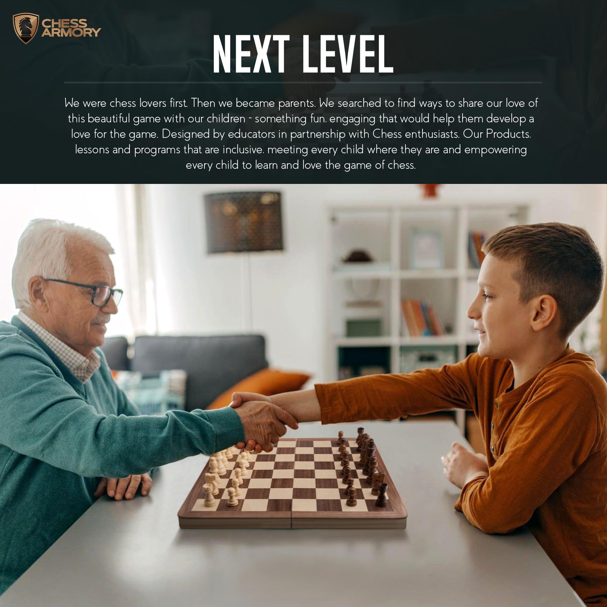 Chess Armory travel-ready chess set designed for kids and adults.