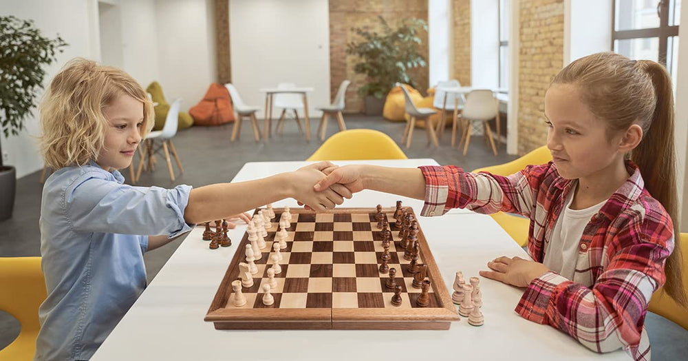 Chess Armory walnut board with raised border for an elegant, durable surface.