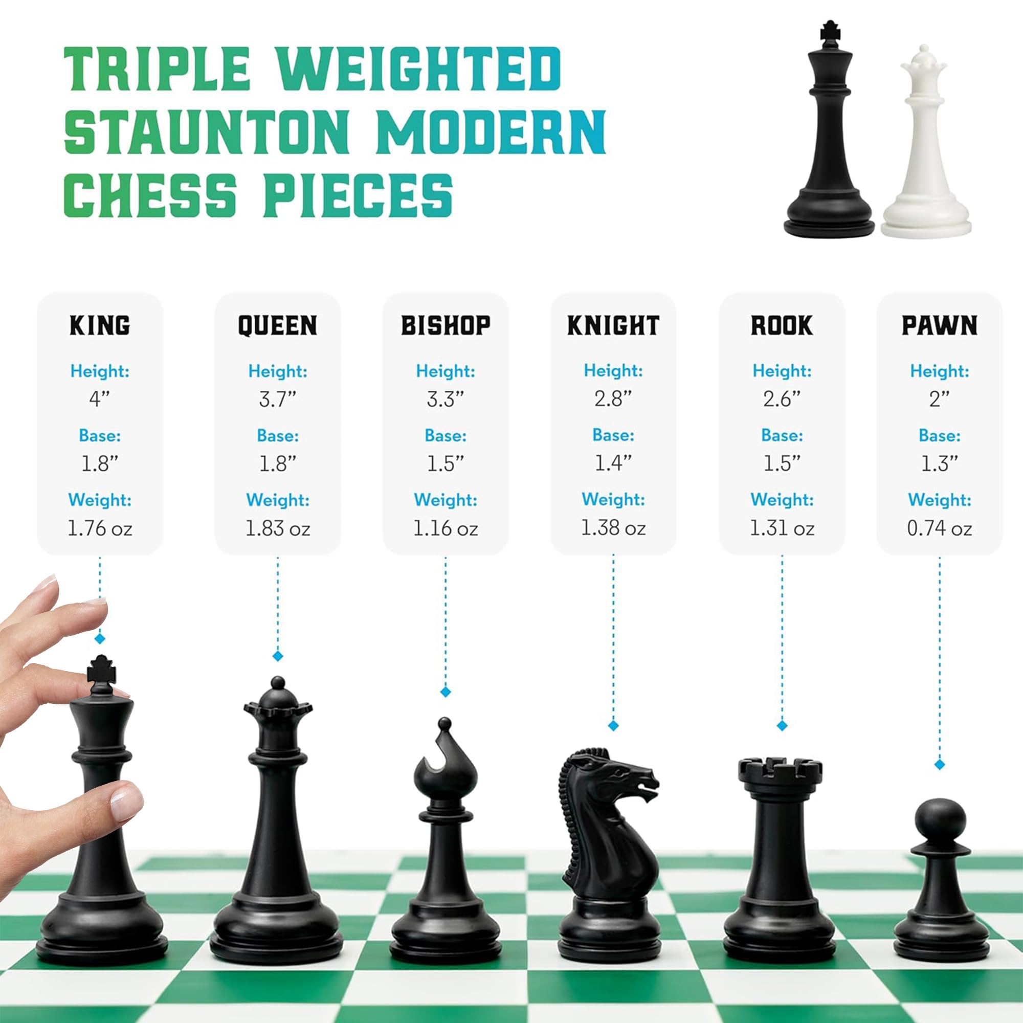 Chess Geeks Best Chess Set Ever triple-weighted Staunton pieces provide stability