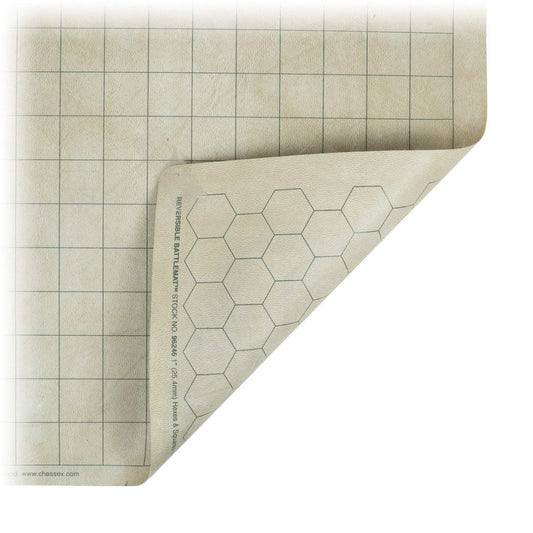 Chessex battlemat double-sided square-hex grid for versatile RPG layouts.