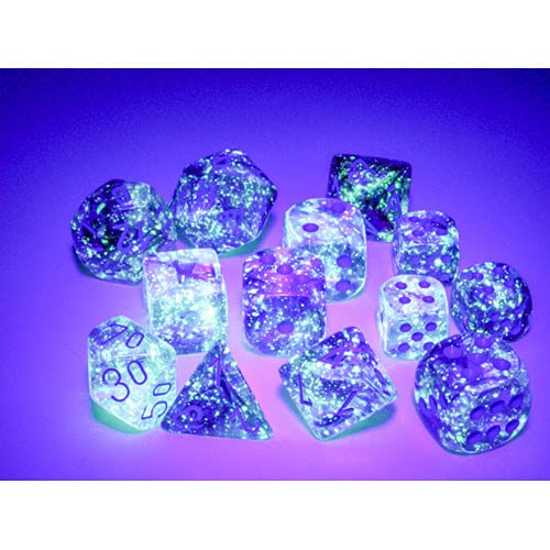 Chessex Nebula 12mm d6 set with display case ensures tidy storage during campaigns.