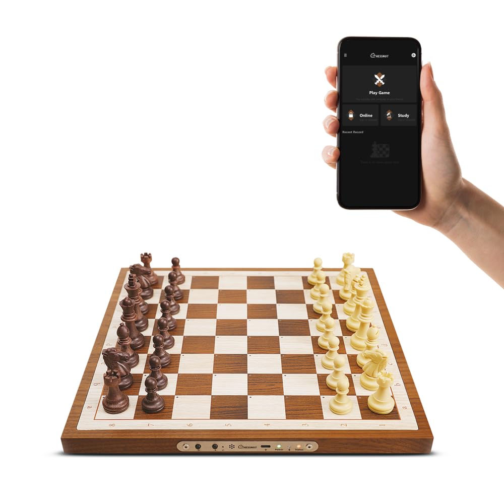 Chessnut Air with handcrafted wooden board and warm finish for focused play