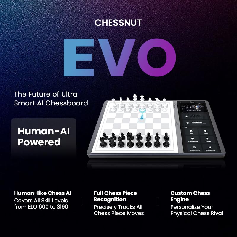 Chessnut Evo demonstrates full piece recognition for accurate move tracking.