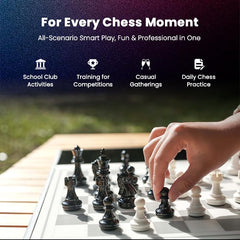 Chessnut Evo supports online play and AI modes for flexible match options.