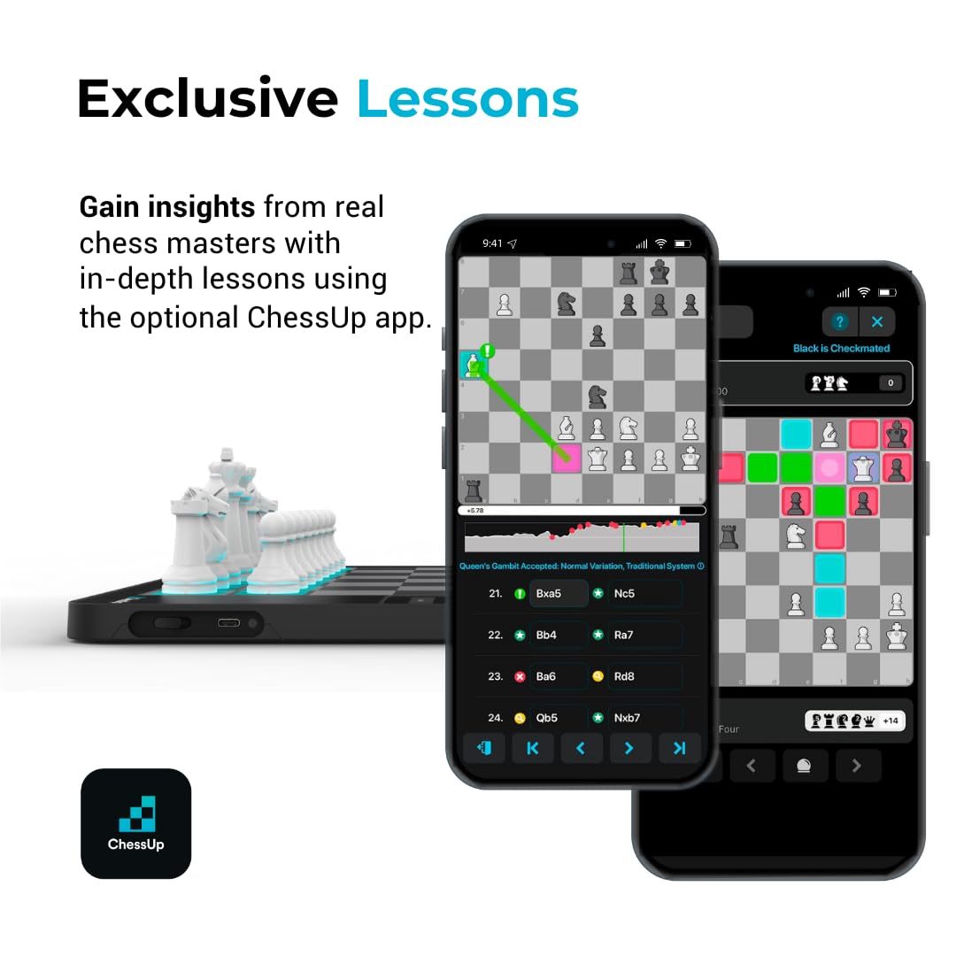 ChessUp companion app tracks progress and offers lessons.