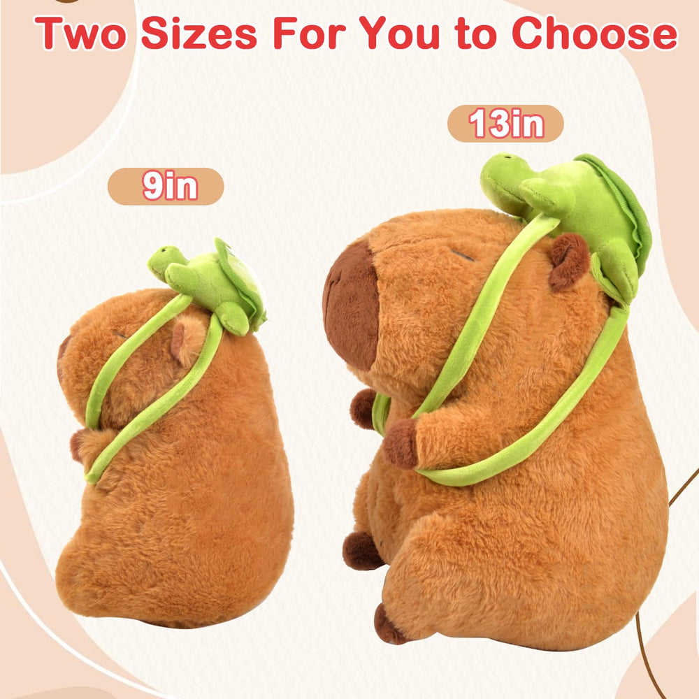 ChezMax capybara plush in 9-inch size ideal for travel and cuddles.