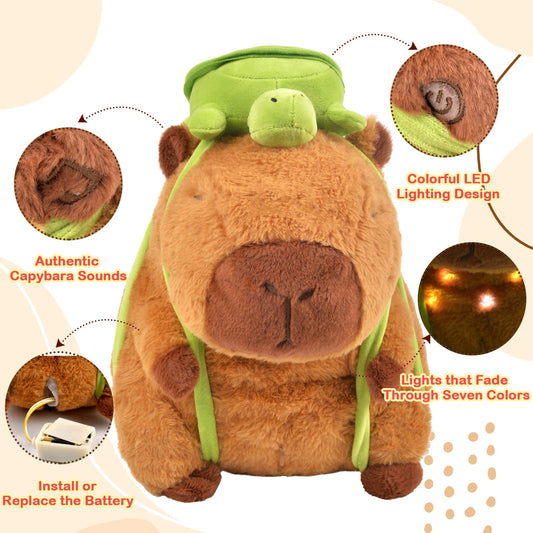 ChezMax capybara plush with glowing limbs lighting up during imaginative play.
