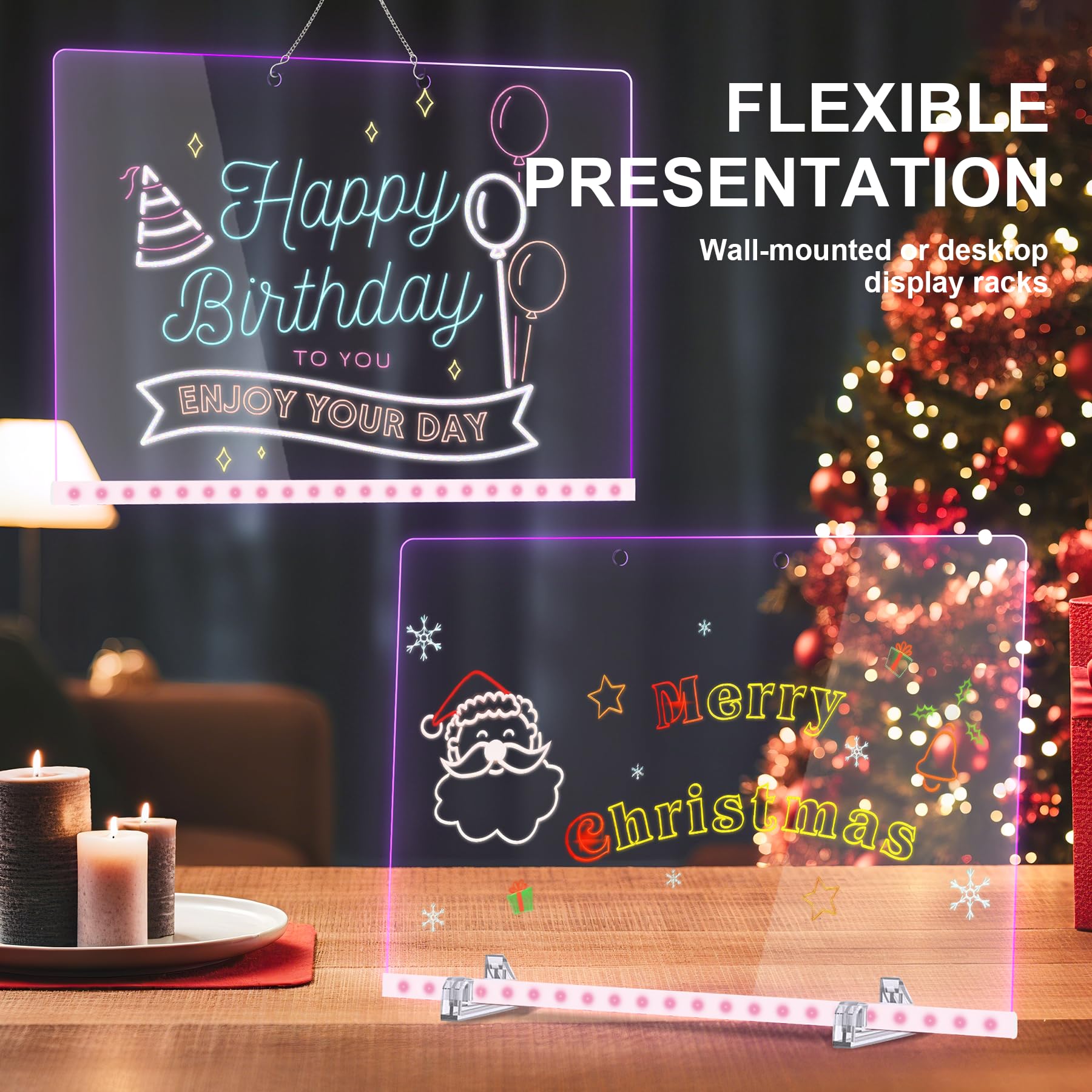 Chgfs LED note board with seven colored pens invites vibrant art.