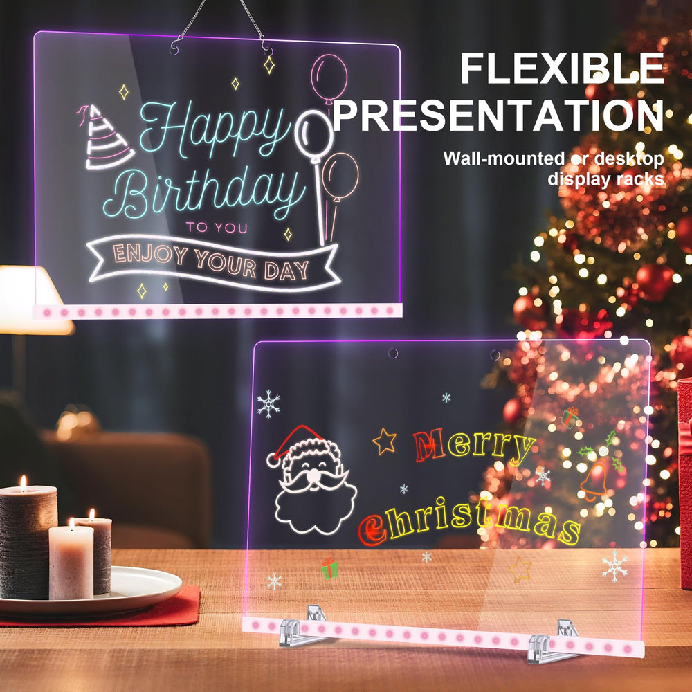 Chgfs LED note board with seven colored pens invites vibrant art.