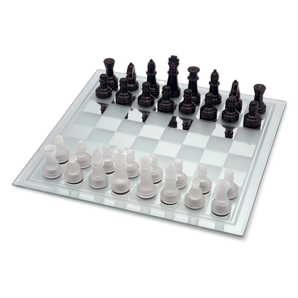 CHH Avant-Garde chess set with mirror board for modern display and strategic play.