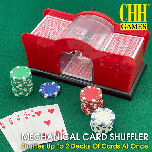 CHH Hand Cranked Card Shuffler crank in action for quiet, smooth shuffles