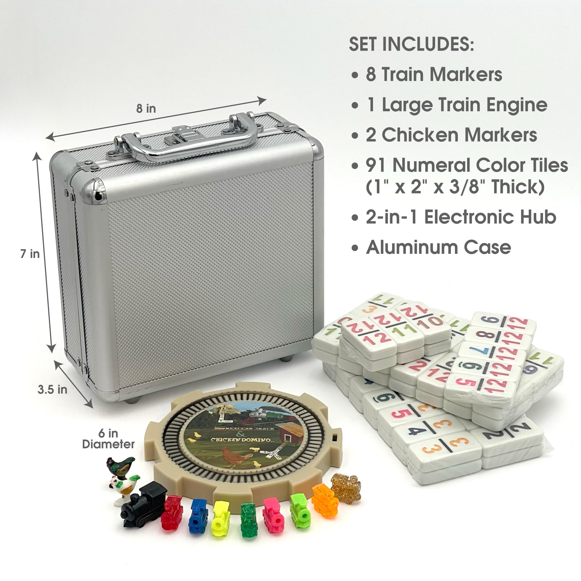 CHH plastic hub and train markers for organized Mexican Train play