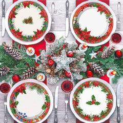 Chiazllta 48-pack Christmas plates for convenient party setup.