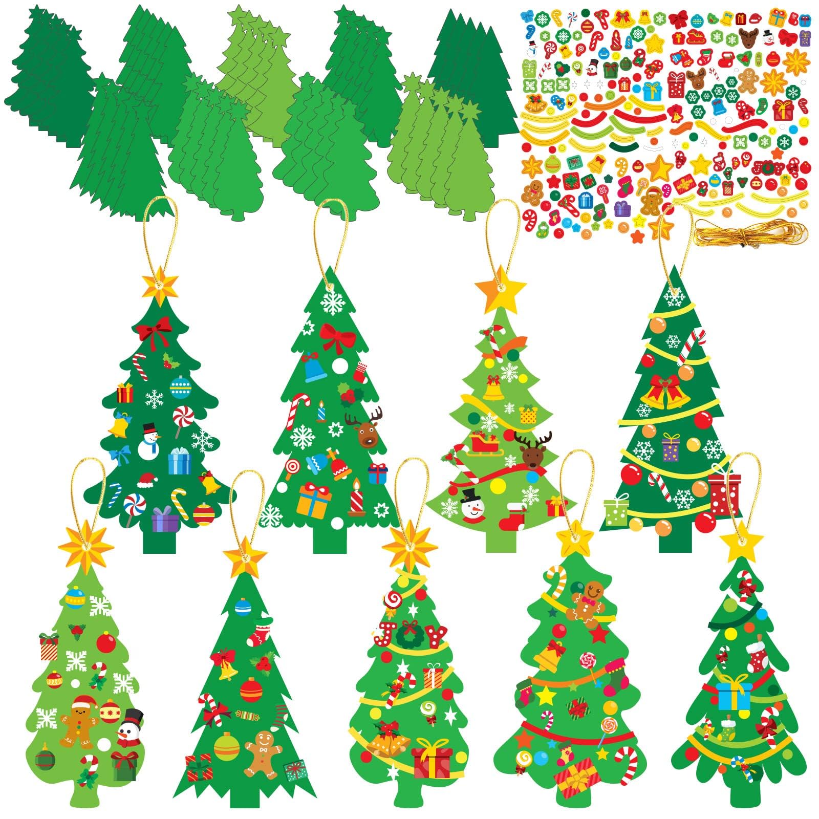 Chiazllta 945pcs Christmas tree cards for colorful DIY bookmarks and crafts.