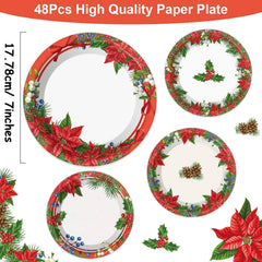 Chiazllta poinsettia berries detail plate for stylish holiday dining.