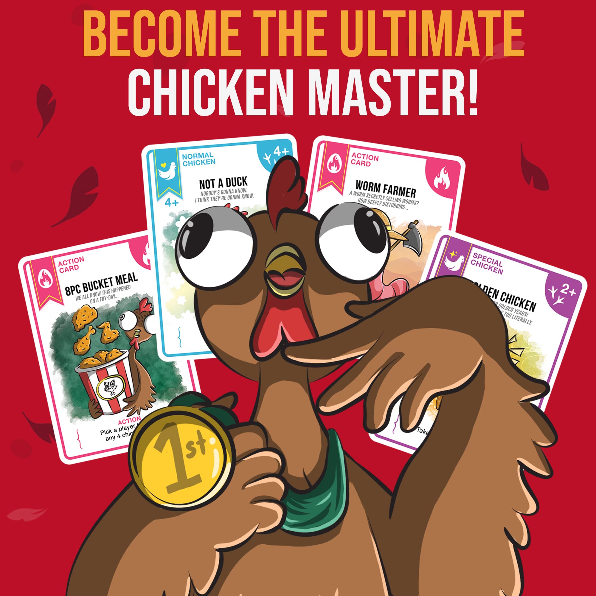 Chicken Challengers action cards highlight strategic twists during play sessions.