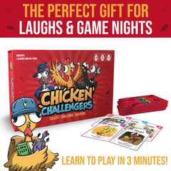 Chicken Challengers collect-challenge-conquer image shows dynamic deck of 114 unique cards.