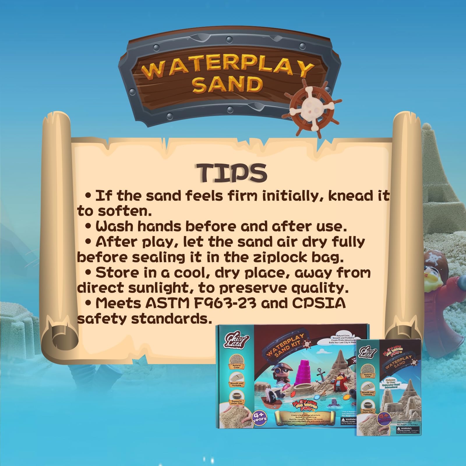 Chico Land Waterplay Sand non-toxic-materials ensure safe indoor play