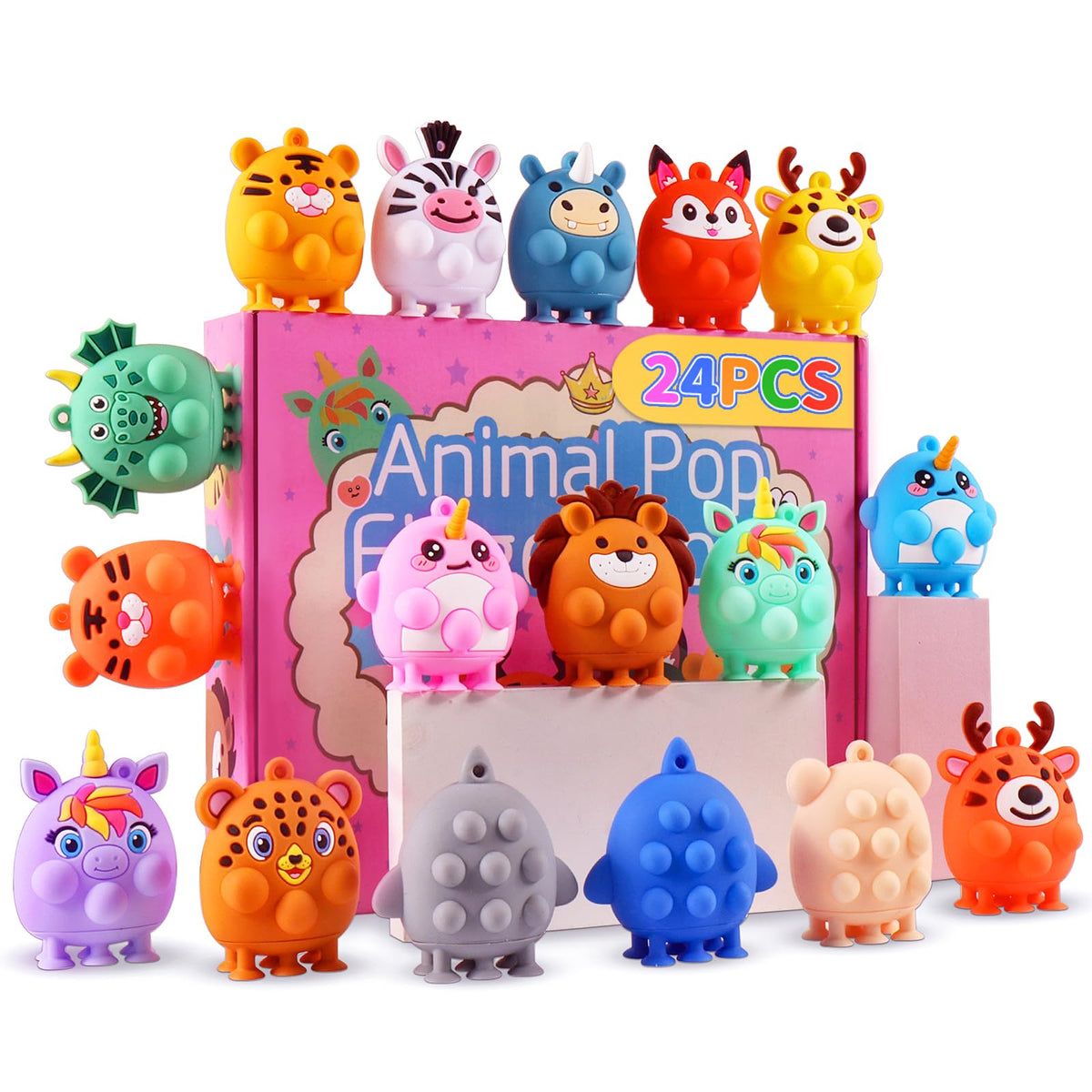 ChildFun 3D animal fidget toy with bubble push for calm play.
