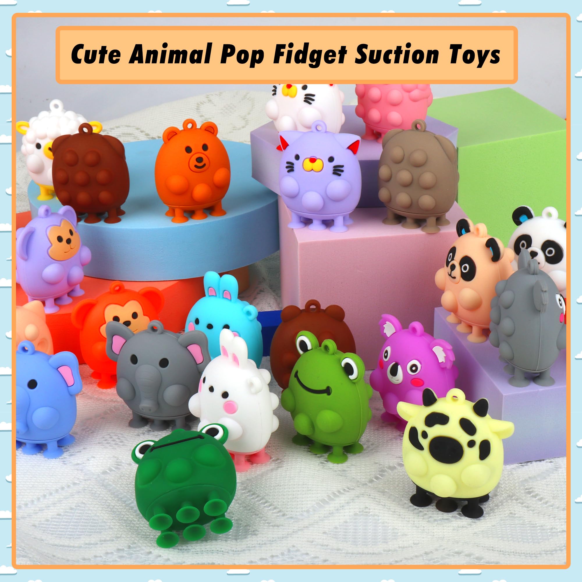 ChildFun rabbit animal pop toy provides suction play on windows or showers.